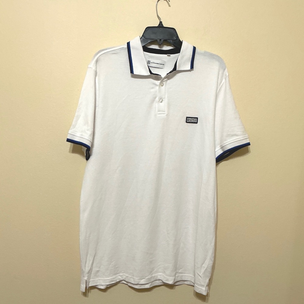 Christian‎ Lacroix Polo Shirt Mens M White Short Sleeve Casual